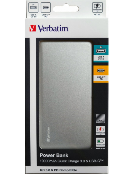 POWER BANK VERBATIM 10000mAh, 2 x USB Quick Charge 3.0 &ampamp