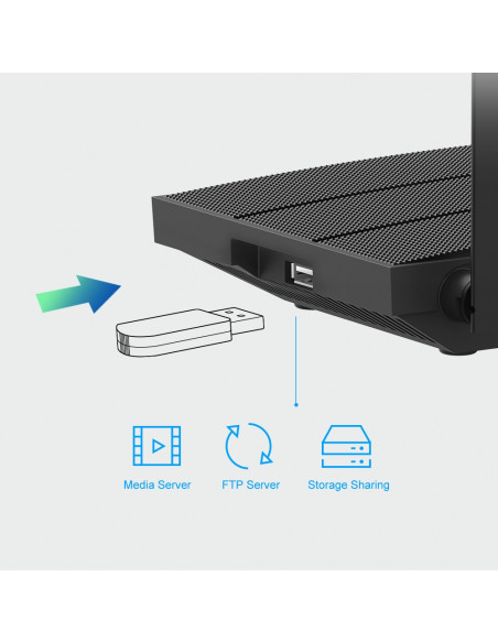 ROUTER TP-LINK wireless 1200Mbps, 4 porturi 10/100/1000Mbps,1 x