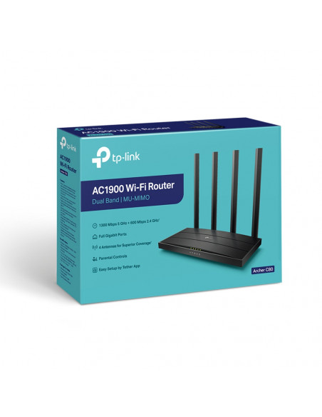 ROUTER TP-LINK wireless 1900Mbps, MU-MIMO, 4 porturi Gigabit, 4