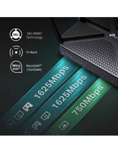 ROUTER TP-LINK wireless 4000Mbps, 4 porturi Gigabit, 8 antene