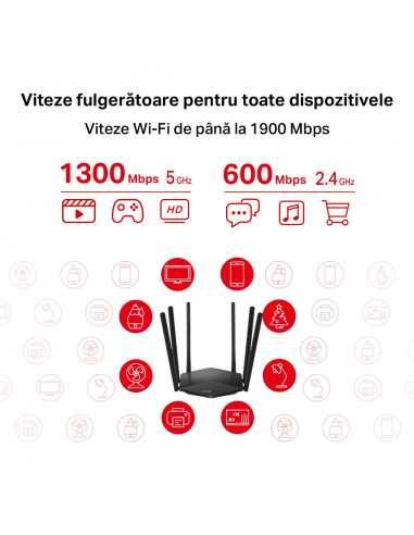 ROUTER MERCUSYS wireless 1900Mbps, 2 porturi LAN Gigabit, 1