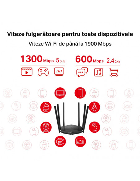 ROUTER MERCUSYS wireless 1900Mbps, 2 porturi LAN Gigabit, 1