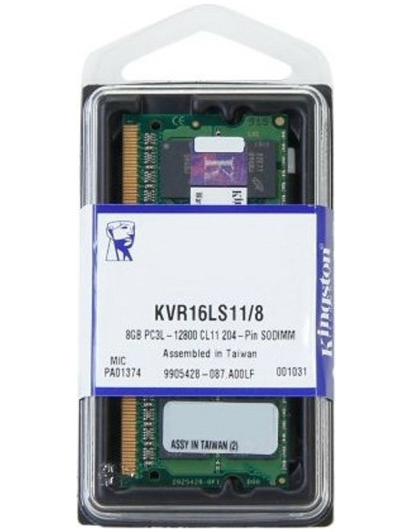 NB MEMORY 8GB PC12800 DDR3/SO KVR16LS11/8 KINGSTON,KVR16LS11/8