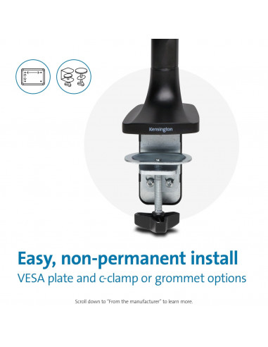 SUPORT de birou KENSINGTON, pt 1 TV/monitor plat, curbat, diag.