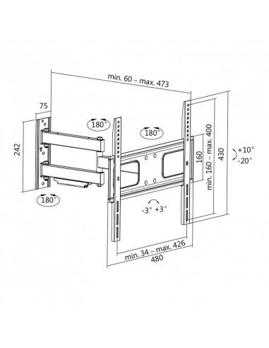 SUPORT de perete LOGILINK, pt 1 TV/monitor plat, diag. max 55