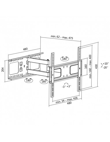SUPORT de perete LOGILINK, pt 1 TV/monitor plat, diag. max 55