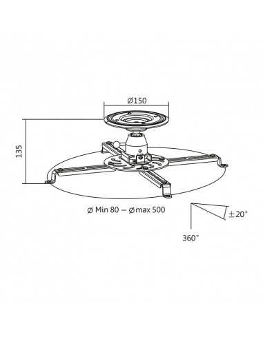 SUPORT de tavan LOGILINK pt. proiector, lungime 135 mm, alb