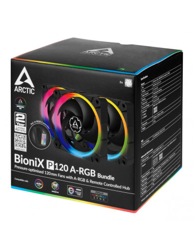 VENTILATOR ARCTIC PC 120x120x25 mm, "BioniX P120 A-RGB Bundle"