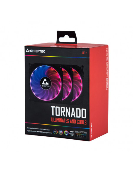 VENTILATOR CHIEFTEC PC 120x120x25 mm, ADD RGB LED, 3 buc. in