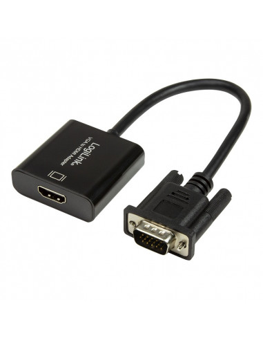 CABLU video LOGILINK, adaptor VGA (T) + Jack 3.5mm (T) la HDMI
