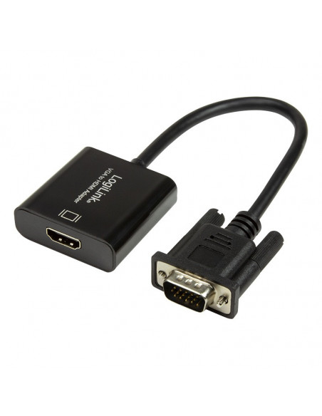 CABLU video LOGILINK, adaptor VGA (T) + Jack 3.5mm (T) la HDMI