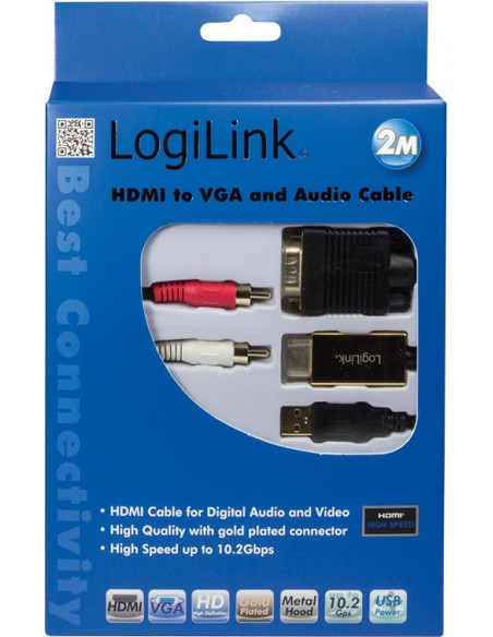 CABLU video LOGILINK, splitter HDMI (T) la VGA (T) + 2 x RCA