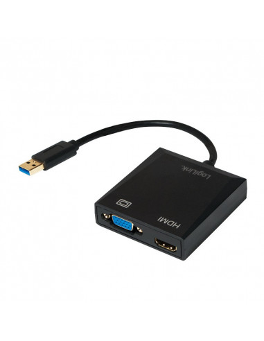 CABLU video LOGILINK, splitter USB 3.0 (T) la HDMI (M) + VGA