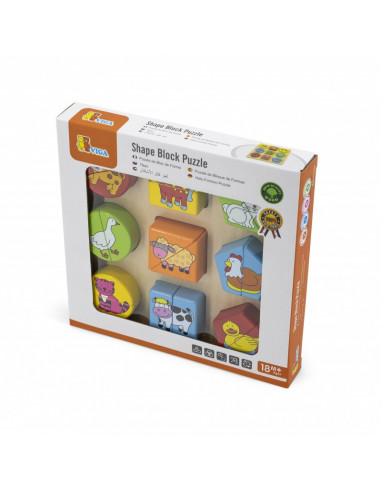 Puzzle din cuburi din lemn cu animale,59585