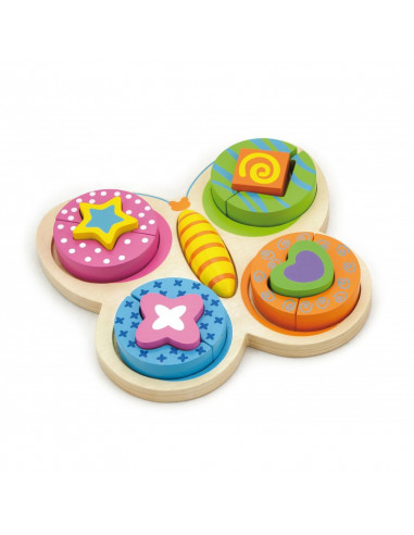 Puzzle fluture din cuburi din lemn,59924