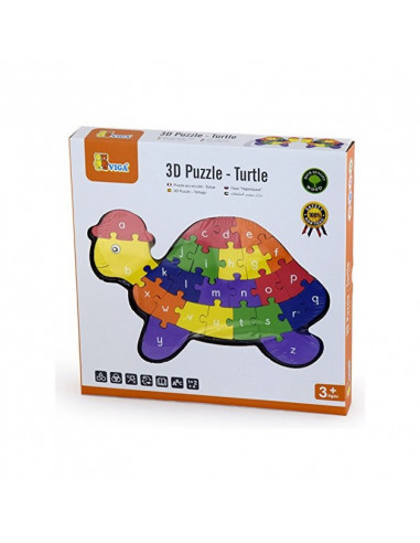 Puzzle din lemn 3D cu litere si cifre - broscuta