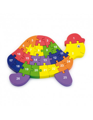 Puzzle din lemn 3D cu litere si cifre - broscuta