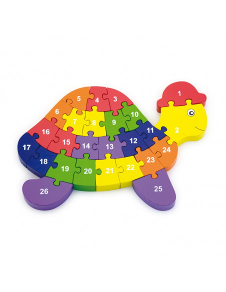 Puzzle din lemn 3D cu litere si cifre - broscuta