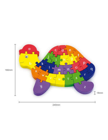 Puzzle din lemn 3D cu litere si cifre - broscuta