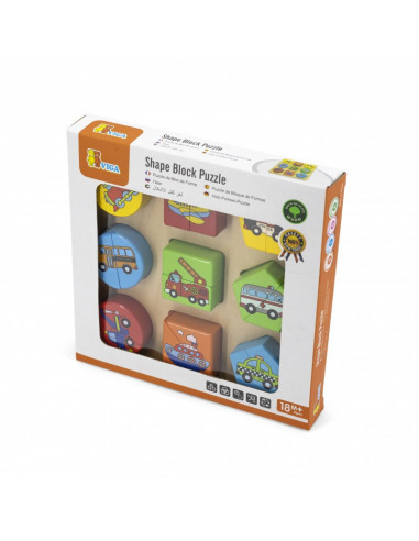 Puzzle din cuburi din lemn cu mijloace de transport,59586