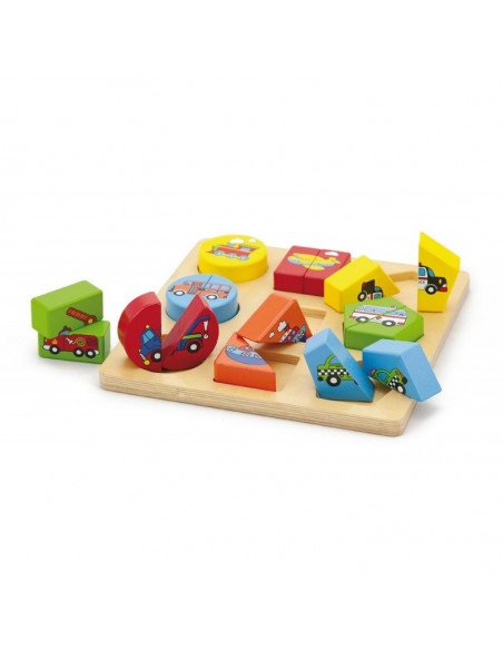 Puzzle din cuburi din lemn cu mijloace de transport,59586