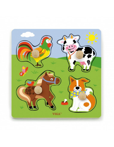 Puzzle cu manere - animale de la ferma,50839 Puzzle cu manere - animale de la ferma,50839