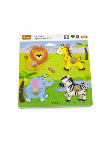 Puzzle cu manere - animale salbatice,50840