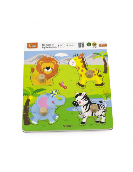 Puzzle cu manere - animale salbatice,50840