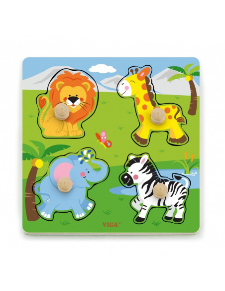 Puzzle cu manere - animale salbatice,50840
