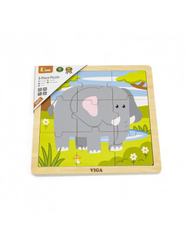 Puzzle din 9 piese mari - elefant,51441