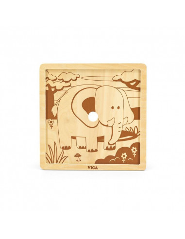 Puzzle din 9 piese mari - elefant,51441