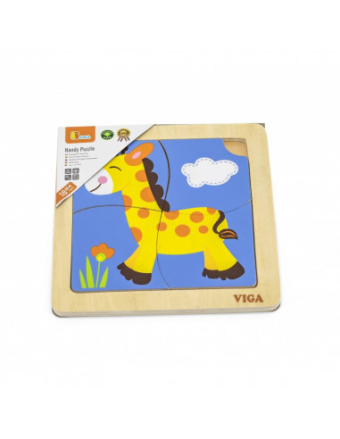 Puzzle din lemn din 4 piese mari - girafa,51319