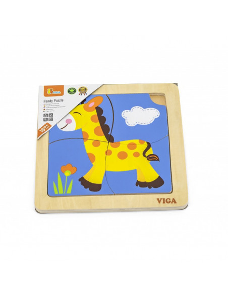 Puzzle din lemn din 4 piese mari - girafa,51319