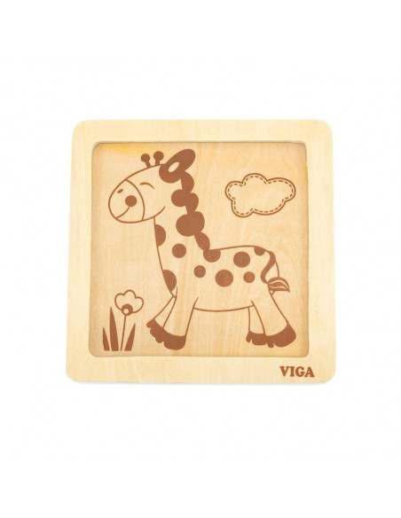 Puzzle din lemn din 4 piese mari - girafa,51319