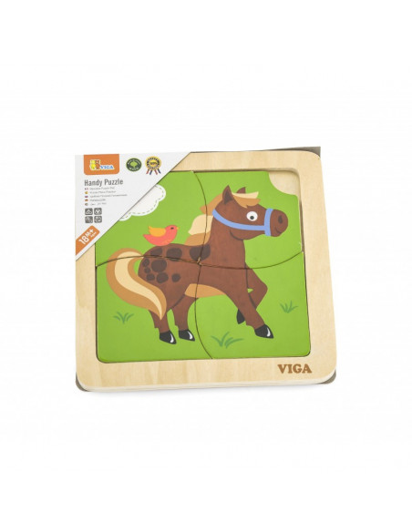 Puzzle din lemn din 4 piese mari - cal,51312