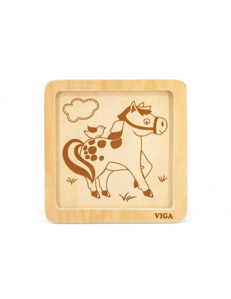 Puzzle din lemn din 4 piese mari - cal,51312