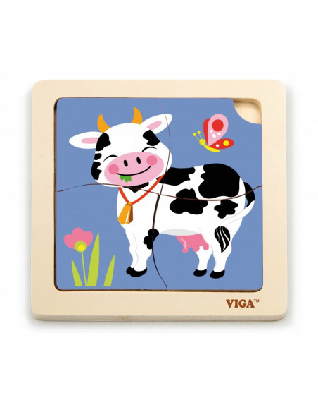 Puzzle din lemn din 4 piese mari - vaca,51313