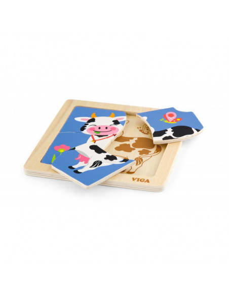 Puzzle din lemn din 4 piese mari - vaca,51313