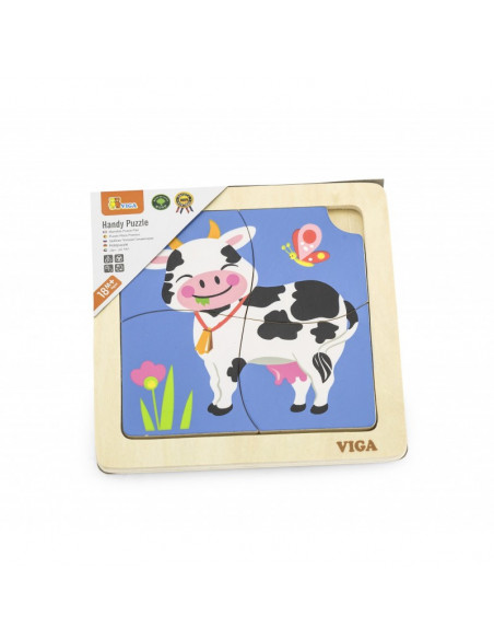 Puzzle din lemn din 4 piese mari - vaca,51313