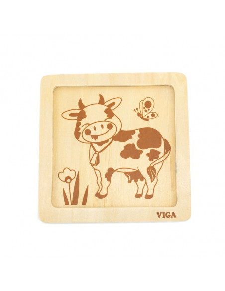 Puzzle din lemn din 4 piese mari - vaca,51313