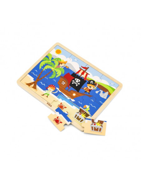 Puzzle din lemn din 16 piese - pirati,51459