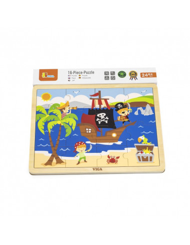 Puzzle din lemn din 16 piese - pirati,51459
