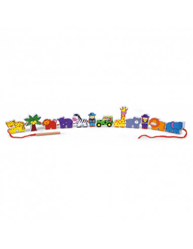 Margele de insirat din lemn - animale de la zoo,59549 Margele de insirat din lemn - animale de la zoo,59549