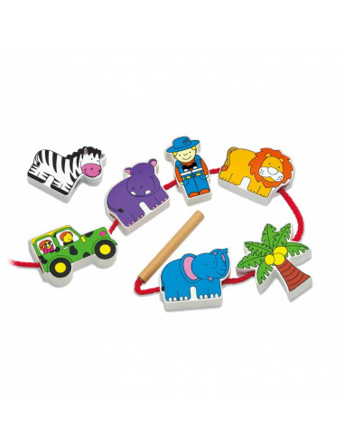 Margele de insirat din lemn - animale de la zoo,59549 Margele de insirat din lemn - animale de la zoo,59549