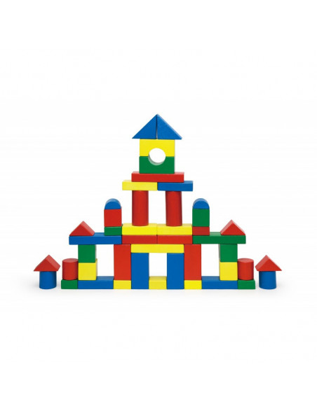 Cuburi de construit din lemn, colorate, 3.5 cm, 50 buc,59542