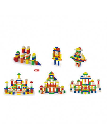 Cuburi de construit din lemn, colorate, 2.5 cm, 100 buc,50334