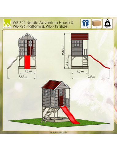 Casuta de gradina Nordic Adventure House cu platforma cu loc Casuta de gradina Nordic Adventure House cu platforma cu loc