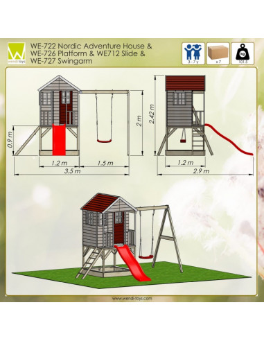 Casuta de gradina Nordic Adventure House cu platforma cu loc Casuta de gradina Nordic Adventure House cu platforma cu loc