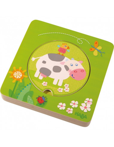 Puzzle din lemn in starturi - La ferma, Haba,301647