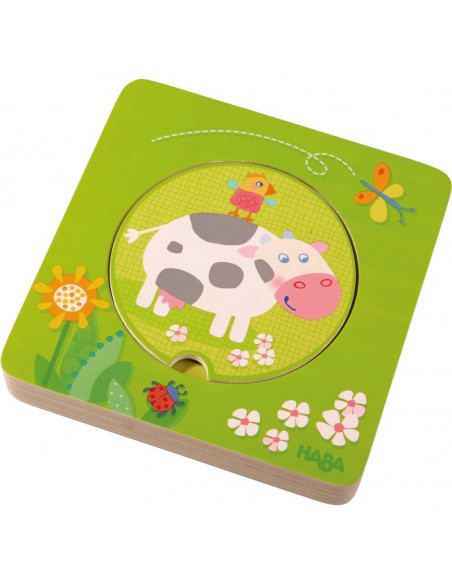 Puzzle din lemn in starturi - La ferma, Haba,301647